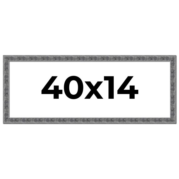 40x14 Frame Silver Black Rustic Sonoma Solid Wood Picture Frame | 1.5 Inch Moulding Width |