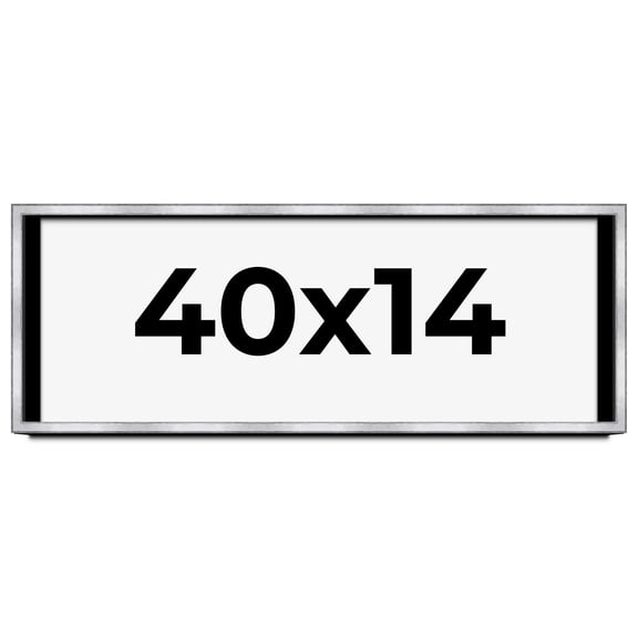 40x14 Shadow Box Frame Silver | 1.375 Inches Deep Real Wood Contemporary Shadowbox Display Frame |