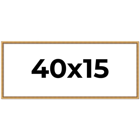 40x15 Frame Beaded Gold Solid Wood Picture Frame | 0.75 Inches Moulding Width | Liscio Oro