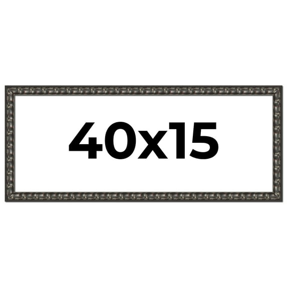 40x15 Frame Black-Brown Medieval Solid Wood Picture Frame | 1.5 Inch Moulding Width | Gotham