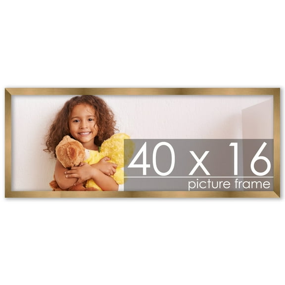 40x16 Gold Bronze Wood Panoramic Frame - UV Acrylic, Foam Board Backing, Hanging Hardware