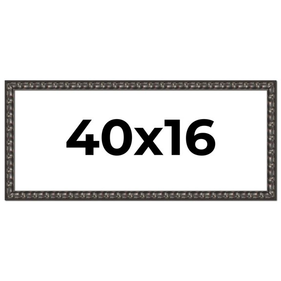 40x16 Frame Black-Brown Medieval Solid Wood Picture Frame | 1.5 Inch Moulding Width | Gotham