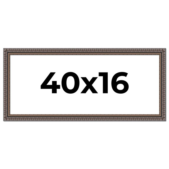 40x16 Frame Black Feather Payton Ornate Solid Wood Picture Frame Width 1.75 Inches | Interior Depth