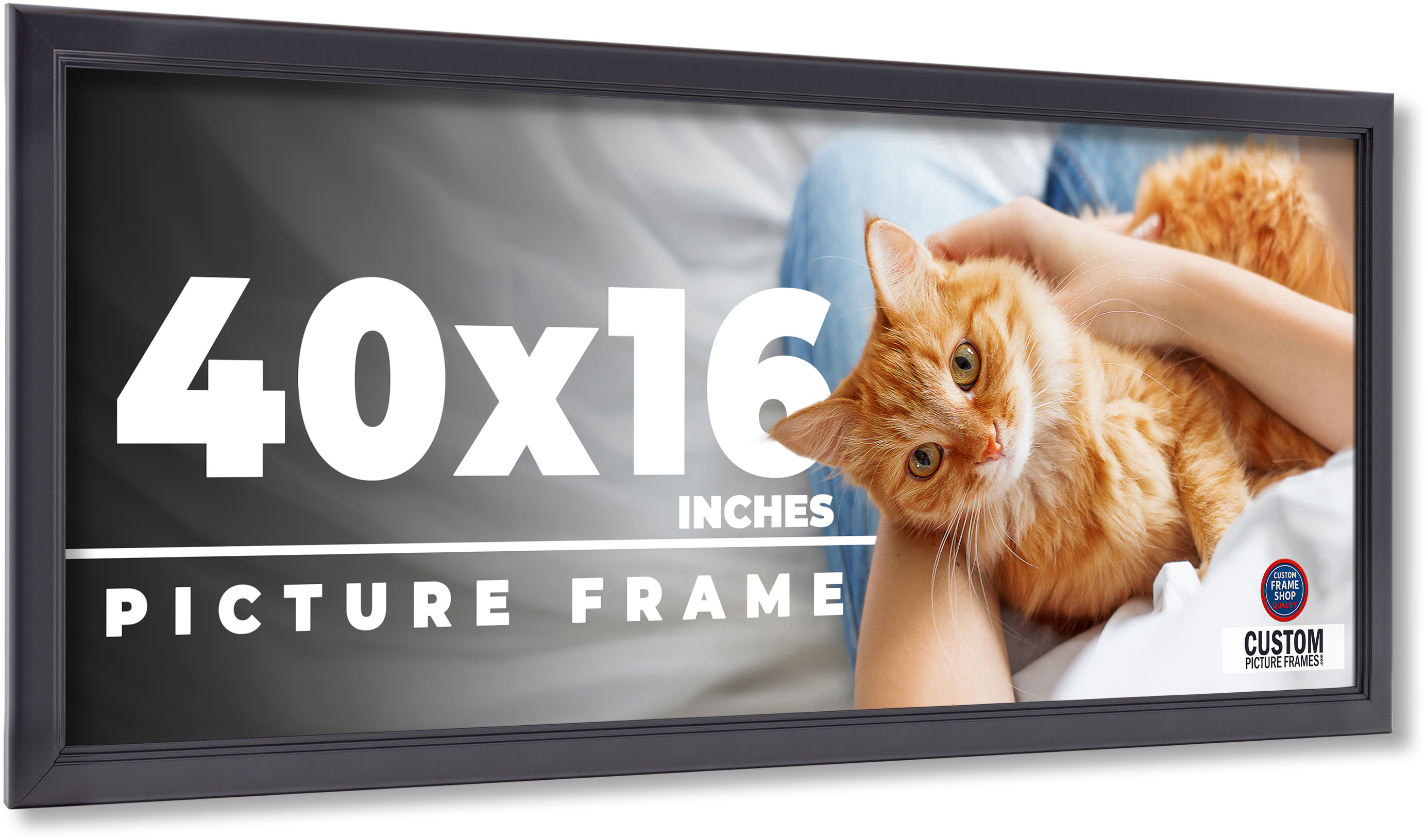 40x16 Frame Black Passaggi Solid Wood Picture Frame Width 1.5 Inches ...