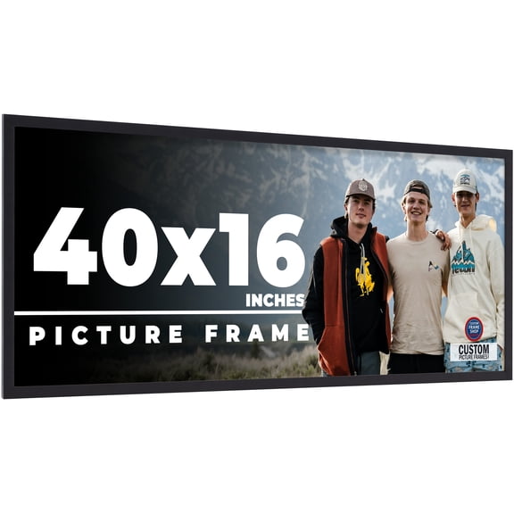 40x16 Frame Black Real Wood Picture Frame Width 0.75 inches | Interior Frame Depth 0.5 inches |