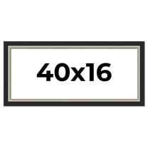 40x16 Frame Black Real Wood Picture Frame Width 2.25 Inches | Interior Frame Depth 0.5 Inches |