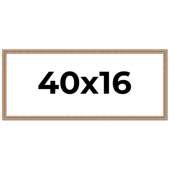40x16 Frame Brown 60's Wooden Cabinet Solid Wood Picture Frame | 1 Inch Moulding Width | Complete