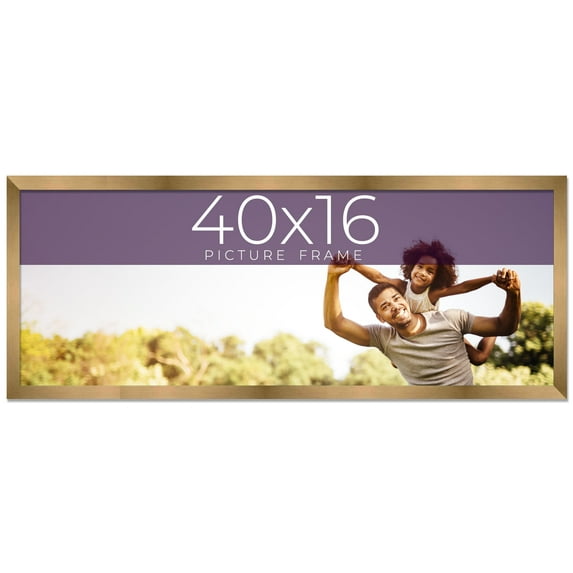 40x16 Frame Gold Bronze Solid Wood Picture Frame Width 0.75 Inches | Interior Frame Depth 0.5