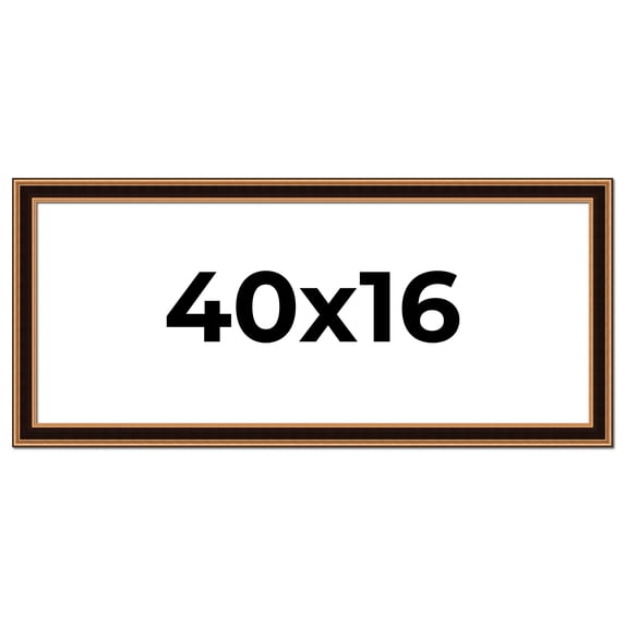 40x16 Frame Gold Brown Plein Air Vintage Solid Wood Picture Frame | 1.75 Inches Moulding Width |