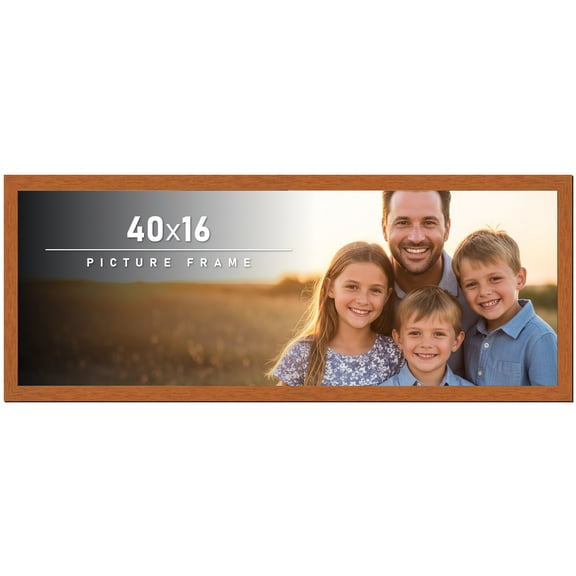 40x16 Frame Honey Pecan Brown Picture Frame - Modern Photo Frame Includes UV Acrylic Shatter Guard