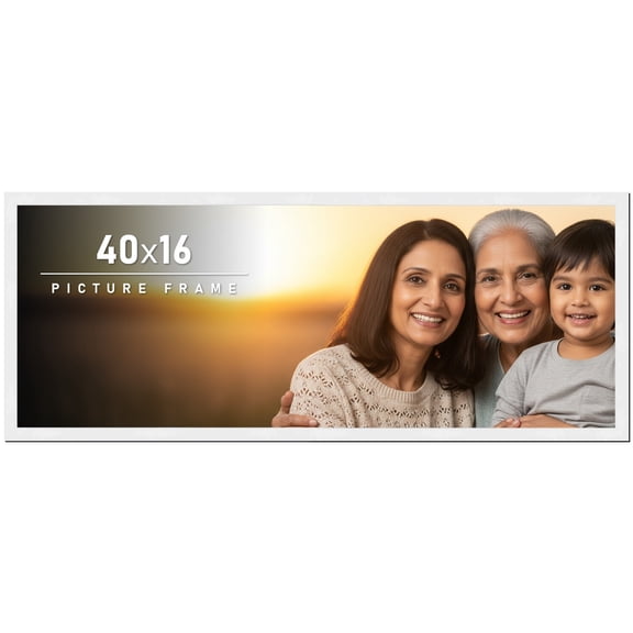 40x16 Frame White Solid Wood Picture Frame Includes UV Acrylic Shatter Guard Front, Acid Free Foam