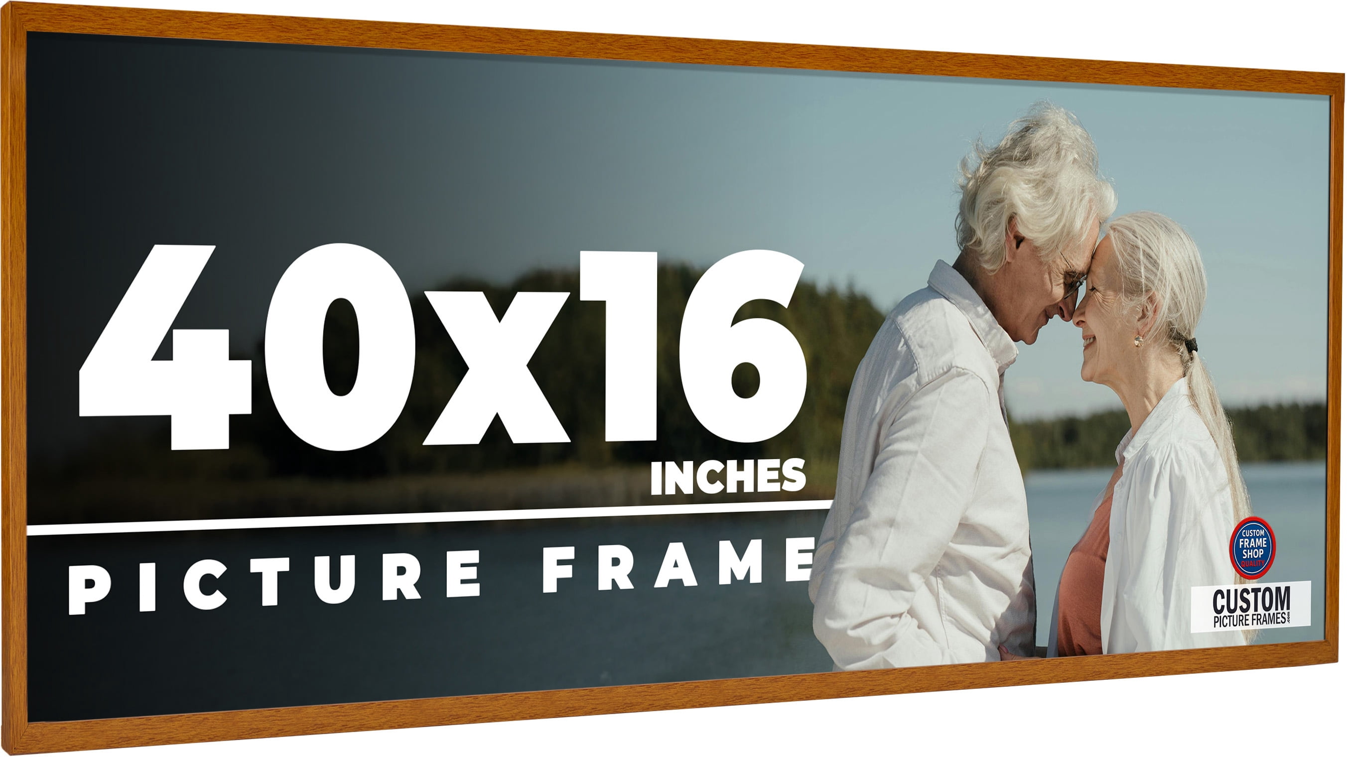 40x16 Honey Brown Real Wood Picture Frame Width 0.75 inches | Interior ...