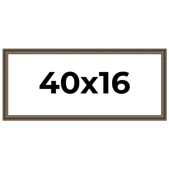 40x16 Ornate Brown Real Wood Picture Frame Width 1.5 Inches | Interior Frame Depth 0.5 Inches |