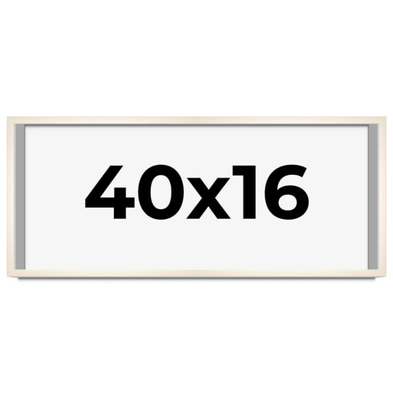 40x16 Shadow Box Cream of Wheat White Washed Display Frame | 0.875 Inches Deep Solid Wood Shadowbox