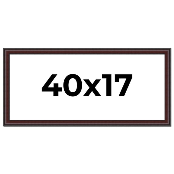 40x17 Frame Brown Round Mahogany Solid Wood Picture Frame | 1.625 Inch Moulding Width | with UV