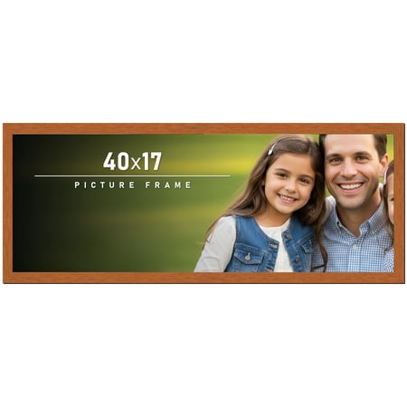 40x17 Frame Honey Pecan Brown Picture Frame - Modern Photo Frame Includes UV Acrylic Shatter Guard