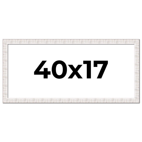40x17 Frame White Sonoma Rustic Wood Picture Frame | 1.5 Inch Moulding Width | Complete with UV