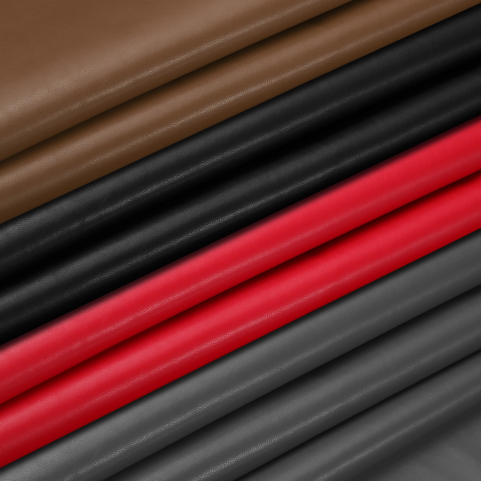 40x17 Inch Imitation Leather Book Cloth, Soft Colored Faux Goat Grain Leather Sheets, Coffee/Red/Dark Gray/Black