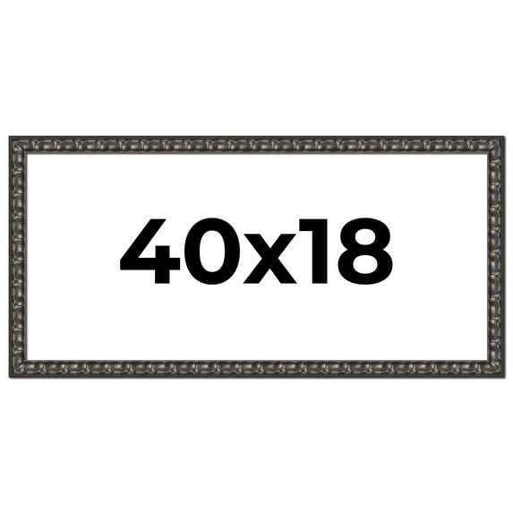 40x18 Frame Black-Brown Medieval Solid Wood Picture Frame | 1.5 Inch Moulding Width | Gotham