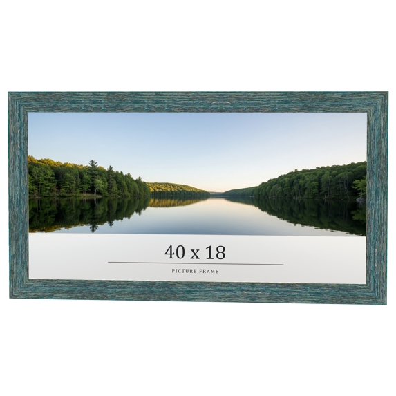 40x18 Frame Blue Rustic Barnwood Solid Wood Picture Frame Width 1.25 Inches | Interior Depth 0.5