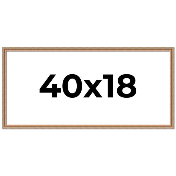 40x18 Frame Brown 60's Wooden Cabinet Solid Wood Picture Frame | 1 Inch Moulding Width | Complete