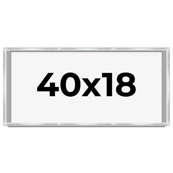 40x18 Frame Silver Whitewashed Wood Grain Solid Wood Shadow Box | 0.75 Inch Moulding Width | 0.75
