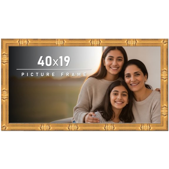40x19 Frame Gold Bamboo Picture Frame - Complete Modern Photo Frame Includes UV Acrylic Shatter