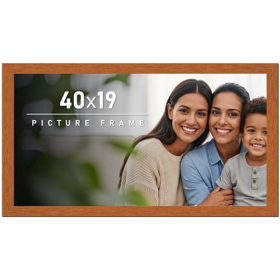 40x19 Frame Honey Pecan Brown Picture Frame - Modern Photo Frame Includes UV Acrylic Shatter Guard