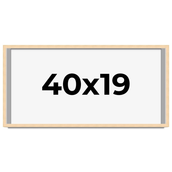 40x19 Frame Natural Wood Picture Frame | 0.75 Inch Moulding Width | with UV Acrylic Plexiglass,