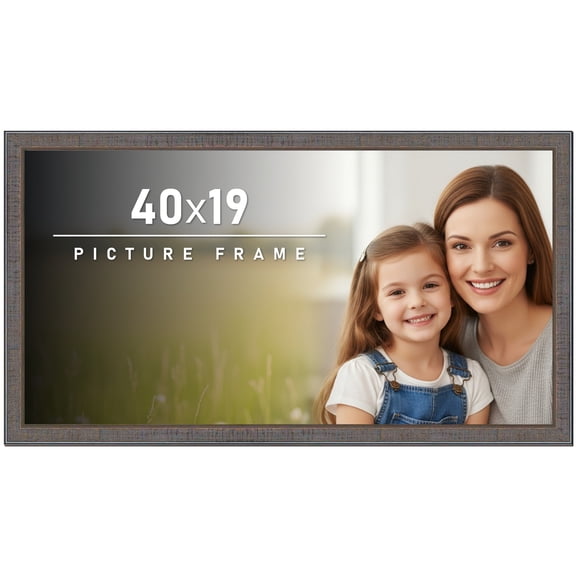 40x19 Frame Slate Blue Distressed Rustic Solid Wood Picture Frame | 0.75 Inch Moulding Width |