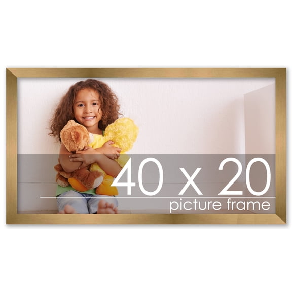 40x20 Gold Wood Picture Panoramic Frame - UV Acrylic, Foam Board Backing, Hanging Hardware