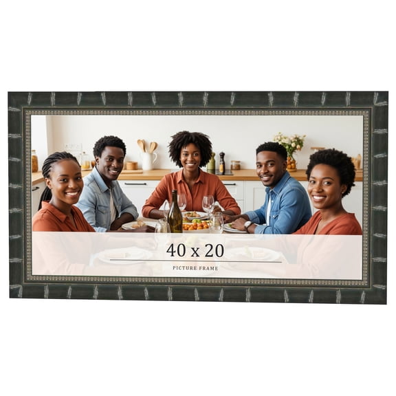 40x20 Frame Black Bamboo Solid Wood Picture Frame Width 1.5 Inches | Interior Frame Depth 0.5