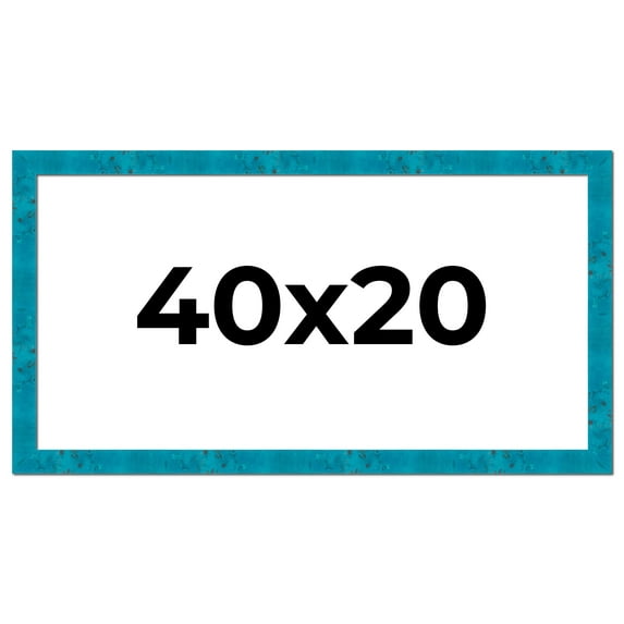 40x20 Frame Blue Teal Burl Wood Picture Frame | 1.75 Inch Moulding Width | Interior Frame Depth 0.5