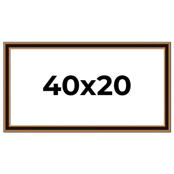 40x20 Frame Gold Brown Plein Air Vintage Solid Wood Picture Frame | 1.75 Inches Moulding Width |