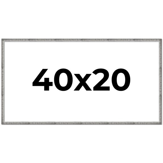 40x20 Frame Silver Grey Distressed Solid Wood Picture Frame | 0.75 Inch Moulding Width | Interior