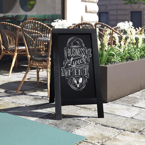 40x20 Solid Wood A-Frame Sign Black Double-Sided Magnetic Board, Chalkboard Menu Board, for Restaurants, Cafs, Weddings - Heavy Duty Hinges