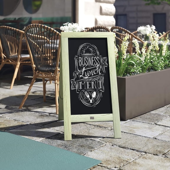 40x20 Solid Wood A-Frame Sign Cottage Green Double-Sided Magnetic Board, Chalkboard Menu Board, for Restaurants, Cafs, Weddings - Heavy Duty Hinges