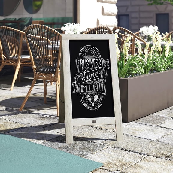 40x20 Solid Wood A-Frame Sign White Double-Sided Magnetic Board, Chalkboard Menu Board, for Restaurants, Cafs, Weddings - Heavy Duty Hinges