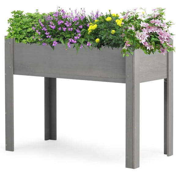 40x20x31 inch Raised Garden Bed with Legs, Elevated Wooden Planter Box for Outdoor Plants Flowers Fruits Vegetable Herb Growing