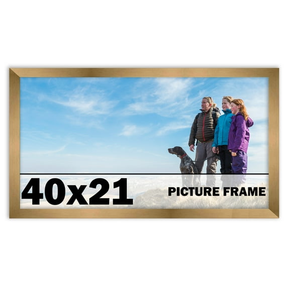 40x21 Frame Gold Bronze Modern Solid Wood Picture Frame | 0.75 Inch Moulding Width | Includes UV