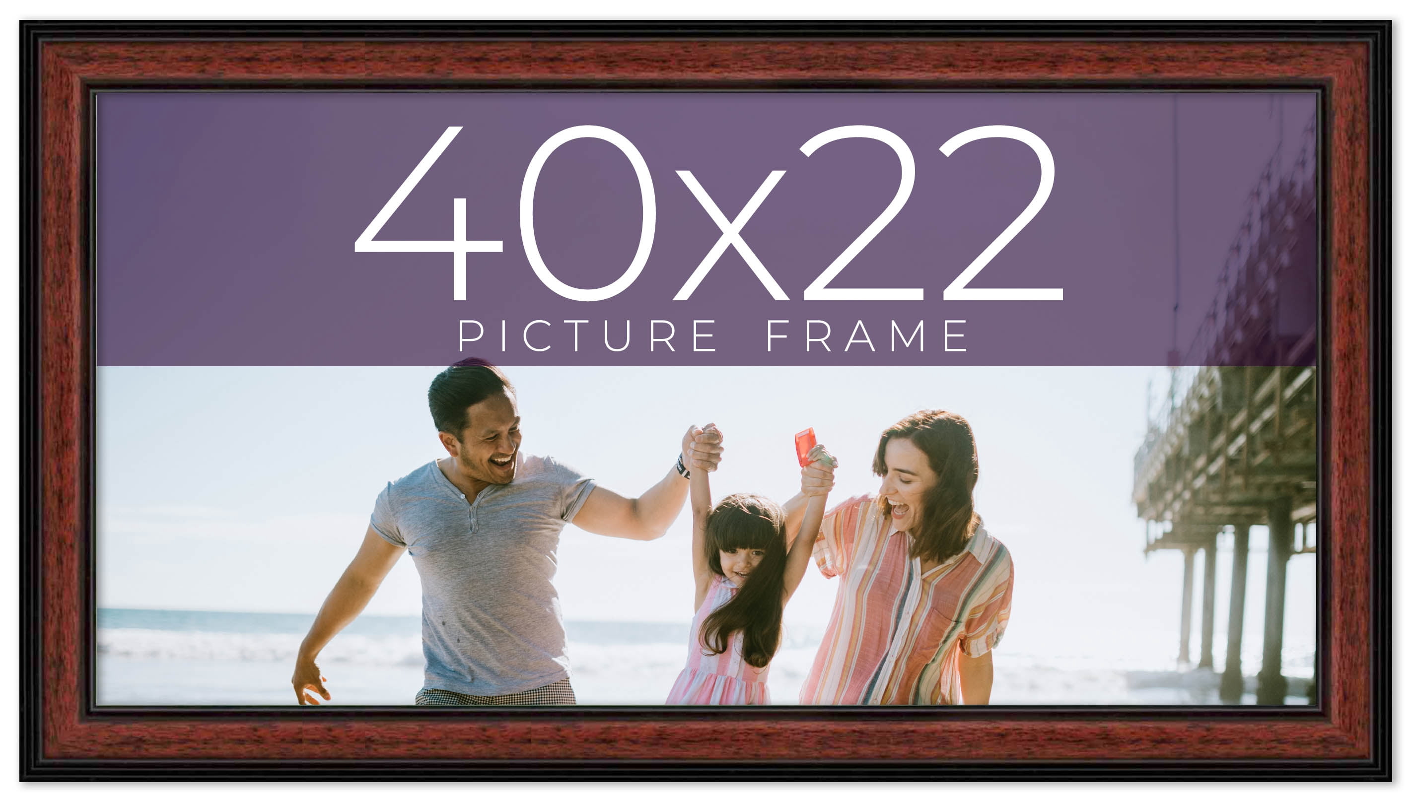 40x22 Frame Executive Brown Round Mahogany Finish Solid Wood Picture ...