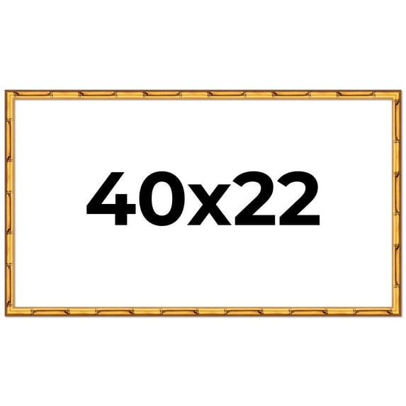 40x22 Frame Gold Bamboo Solid Wood Picture Frame | 1 Inch Moulding Width | Interior Frame Depth