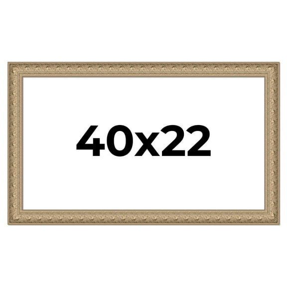 40x22 Frame Ornate Silver Beaded Solid Wood Picture Frame Width 2.5 Inches | Interior Depth 1