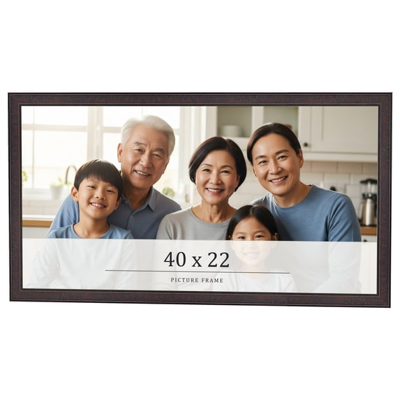 40x22 Rustic Brown Real Wood Picture Frame Width 0.75 inches | Interior Frame Depth 0.5 inches |