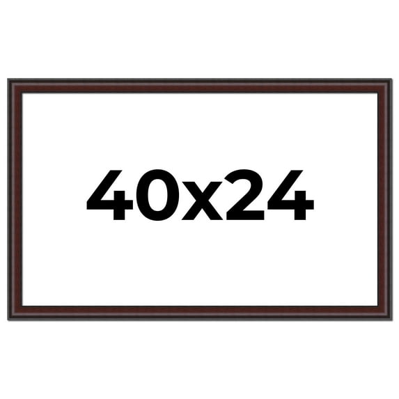 40x24 Frame Brown Round Mahogany Solid Wood Picture Frame | 1.625 Inch Moulding Width | with UV
