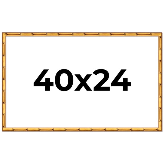 40x24 Frame Gold Bamboo Solid Wood Picture Frame | 0.75 Inch Moulding Width | Interior Frame Depth