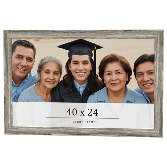 40x24 Frame Grey Solid Wood Picture Frame Width 1 Inches | Interior Frame Depth 0.5 Inches |