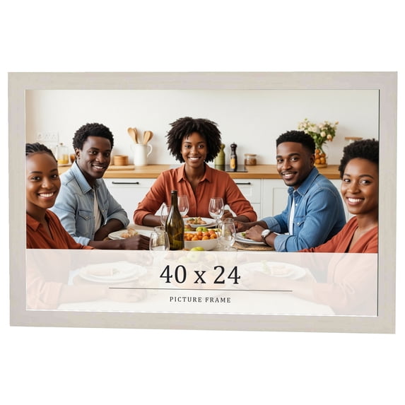 40x24 Frame White Wheat Solid Wood Picture Frame | Moulding Width 0.75 Inches | Interior Depth 0.5