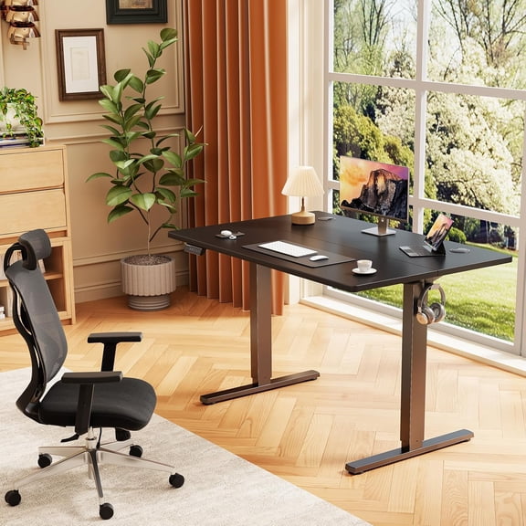 40x24 Inch Electric Standing Desk Height Adjustable Sit Stand Computer Workstation Ergonomic Riser for Home Office Gaming Writing Student Black