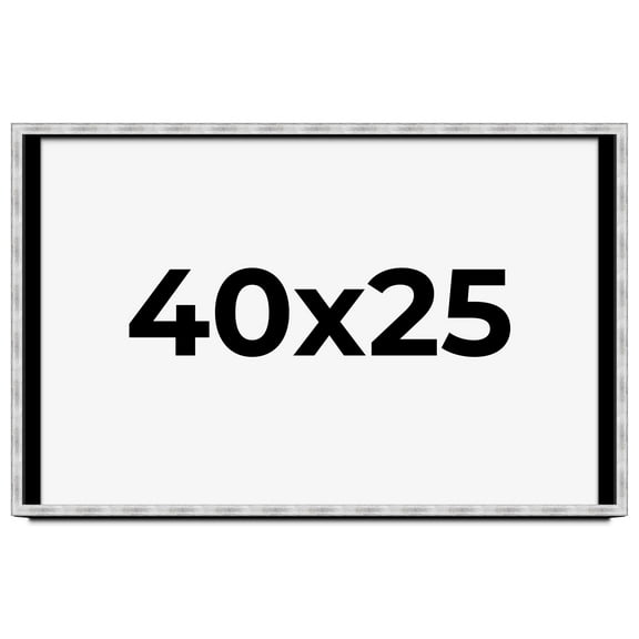 40x25 Frame Brushed Silver Solid Wood Picture Frame | 0.75 Inch Moulding Width | Rabbet Depth 0.75